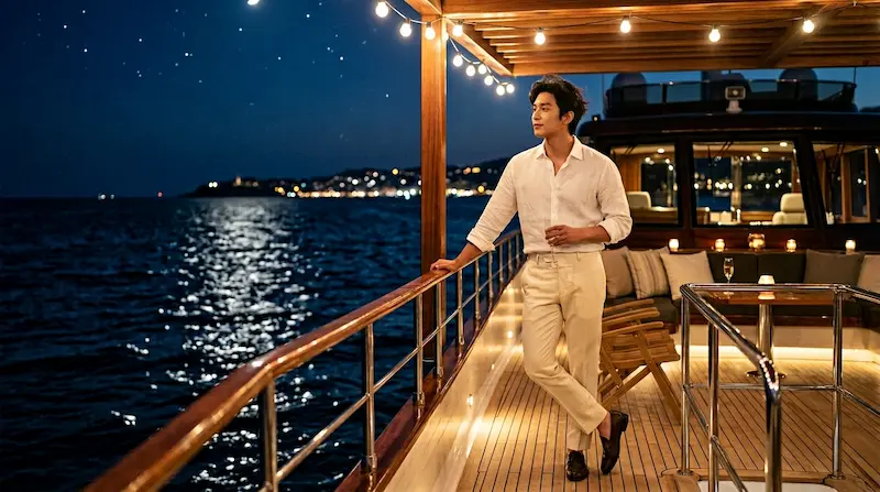 Byeon Woo-seok Perfect Crown yacht white linen casual outfit
