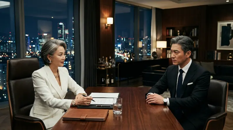 Climax Episode 10 Bang Tae-seop strategically allies with Lee Yang-mi in penthouse office 