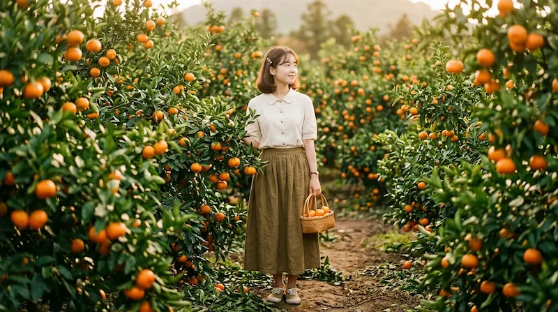 IU When Life Gives You Tangerines Jeju fashion earth tones