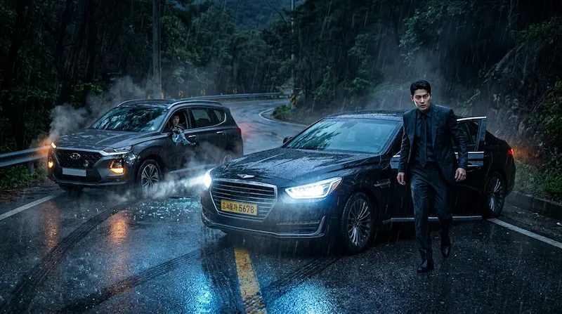 Perfect Crown episode 4 car brake rescue — Grand Prince I-an blocks Hui-ju's car to save her and the young king