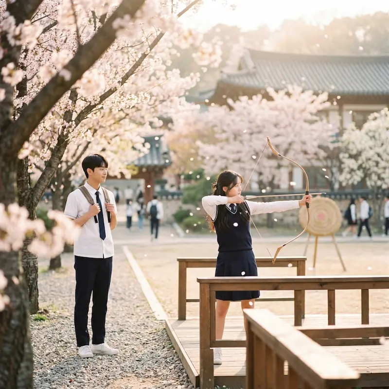 Perfect Crown Episode 5 epilogue flashback showing teenage Yi An watching Hui-ju at archery practice