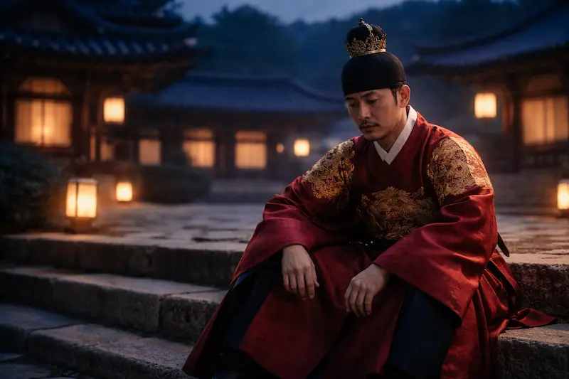  "Perfect Crown – Prince I-an alone in the palace courtyard at dusk"