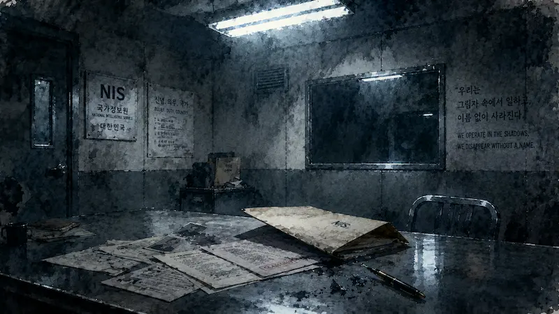 Fifties Professionals episode 1 scene showing NIS deputy director Han Kyeong-wook's betrayal that led to the deaths of Jung Ho-myeong's fellow agents ten years ago