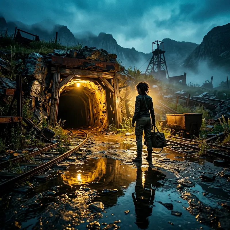 Gold Land Complete Guide — a woman stands at a dark mine entrance with golden light spilling out, representing the Disney Plus Korean thriller