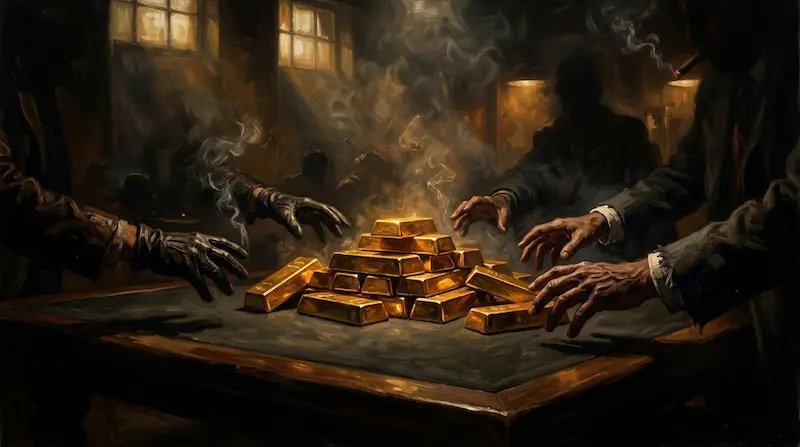 Gold Land episode 7-8 recap featuring gold bars in a noir casino setting