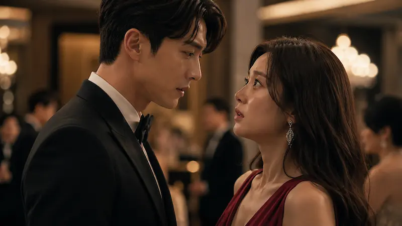 My Royal Nemesis Episode 8 ending scene with Cha Se-gye confronting Shin Seo-ri at industry party calling her Kang Dan-sim