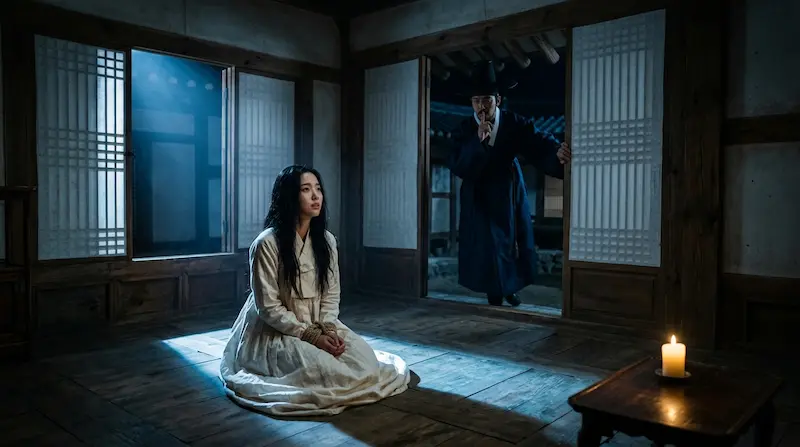  Cha Se-gye's past-life Joseon identity secretly opens the chamber door to rescue Kang Dan-sim in My Royal Nemesis episode 2.
