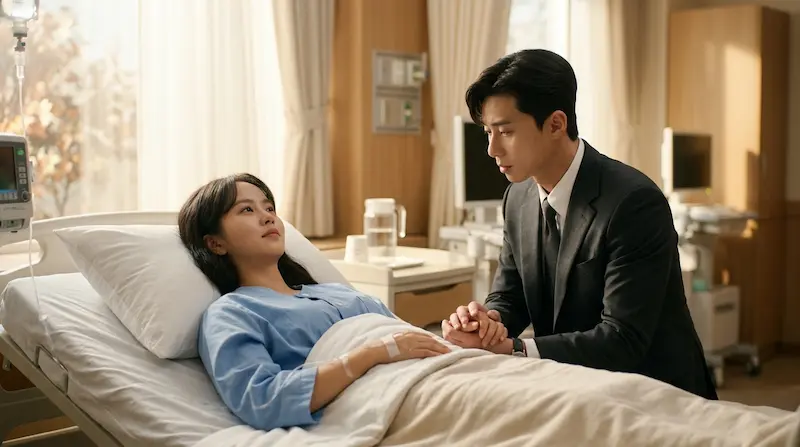 Hui-ju awakens after the poisoning while Yi-an holds her hand
