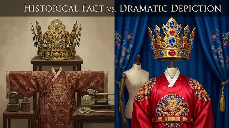Side-by-side comparison of historical facts and drama depictions in Perfect Crown