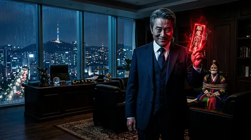 Phantom Lawyer episode 15 — Chairman Yang Byeong-il reveals his exorcism talisman plan to destroy ghost Shin Ki-jung forever