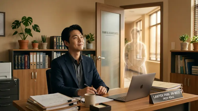 Yi-rang reopens his office as a new phantom client appears in the doorway