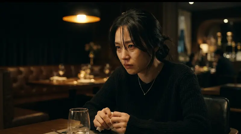 Byeon Eun-a sits alone in controlled rage and devastation after confronting her mother in We Are All Trying Here Episode 7.