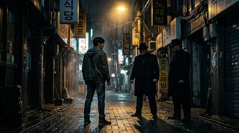 We Are All Trying Here episode 9 Hwang Dong-man loan shark confrontation Yoreum cat debt scene