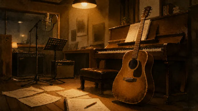 Acoustic Ballad Tracks Studio Scene We Are All Trying Here OST acoustic ballad tracks studio scene with guitar and piano