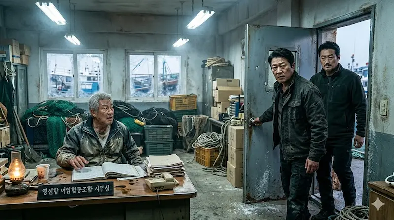 Fifties Professionals Episode 6 — The Harbor Raid That Opened the Counterattack Fifties Professionals Episode 6 ending scene where Jung Ho‑myung and Kang Beom‑ryong raid Baek Sa‑jang's harbor office to launch their drug‑trafficking counteroperation