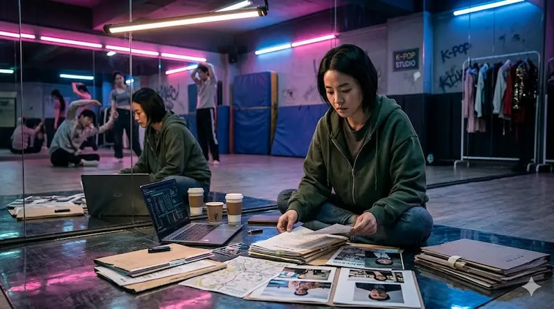 Fifties Professionals Episode 6 — The Prosecutor Returns From the Riverbank Fifties Professionals Episode 6 scene where Prosecutor Kang Young‑ae resumes her investigation while hiding in a K‑pop dance studio