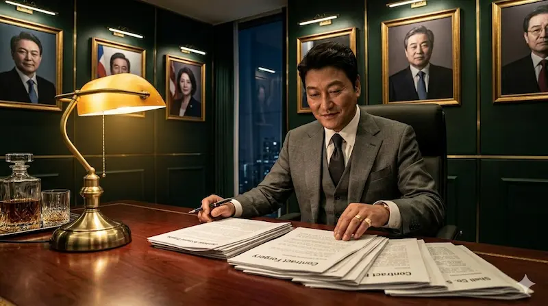 Chairman Do prepares a corruption frame-up against presidential candidate Kim Seon-jung in Fifties Professionals episode 7