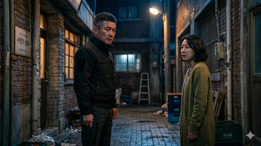 Jung Ho-myung reveals his true identity as an NIS agent in front of his wife Kwon O-ran in Fifties Professionals episode 8.