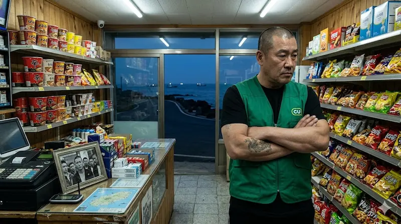  Kang Beom-ryong revealed as Yeongseon Island convenience store owner and former Volcano Gang second-in-command in Fifties Professionals episode 9