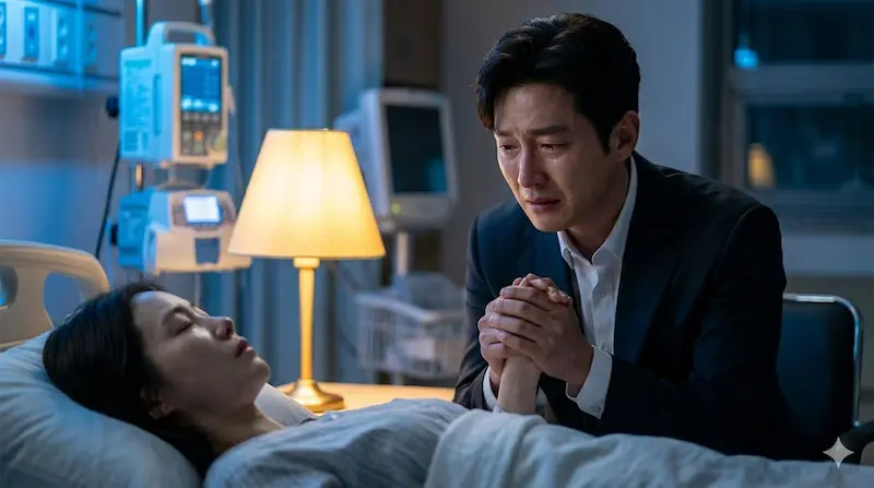 My Royal Nemesis Episode 11 Cha Se-gye Hospital Tears Cha Se-gye breaks down at Shin Seo-ri's hospital bed in episode 11 of My Royal Nemesis