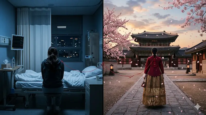 My Royal Nemesis episode 13 featured image showing Seo-ri's grief in modern Seoul and her return to Joseon connected by the red thread of fate