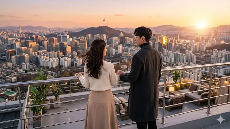 Seo-ri and Se-gye reunited on Seoul rooftop after breaking the fate loop in My Royal Nemesis episode 14 finale ending