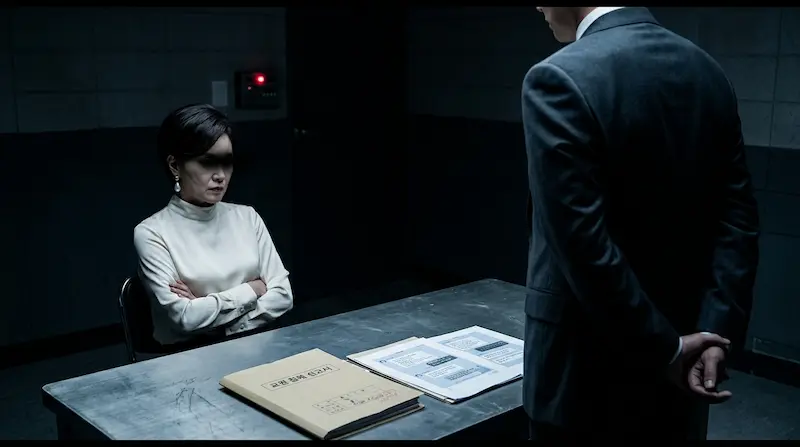 Na Hwa-jin confronts harassing parent Lee Ji-young in Teach You a Lesson episode 5's interrogation scene
