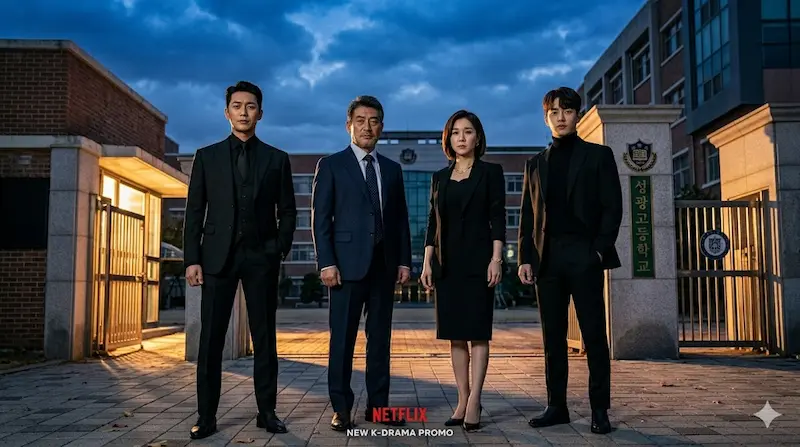 Teach You a Lesson Netflix Complete Guide Cast of Netflix's Teach You a Lesson (참교육) — Kim Mu-yeol, Lee Sung-min, Jin Ki-joo, and Pyo Ji-hoon as the Education Protection Bureau.