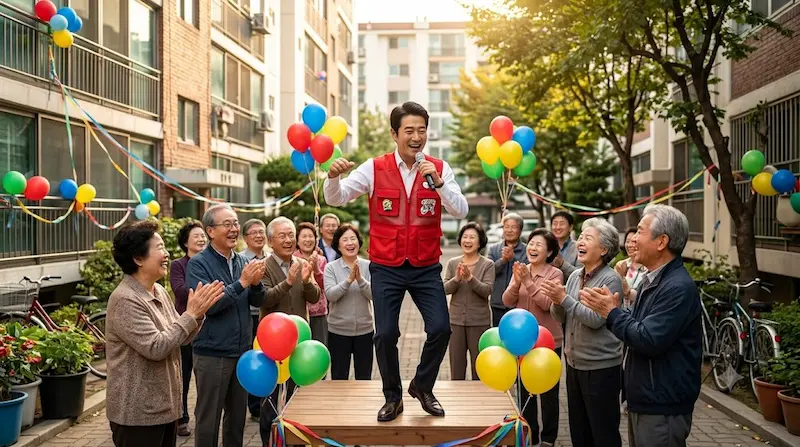The Apartment Job Episode 3 Campaign Rally Scene Park Hae-kang trot-style campaign rally scene in The Apartment Job Episode 3